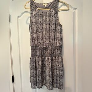 Joie Silk Lawska Print Silk Mini Dress Size S Smocked Waist Dress